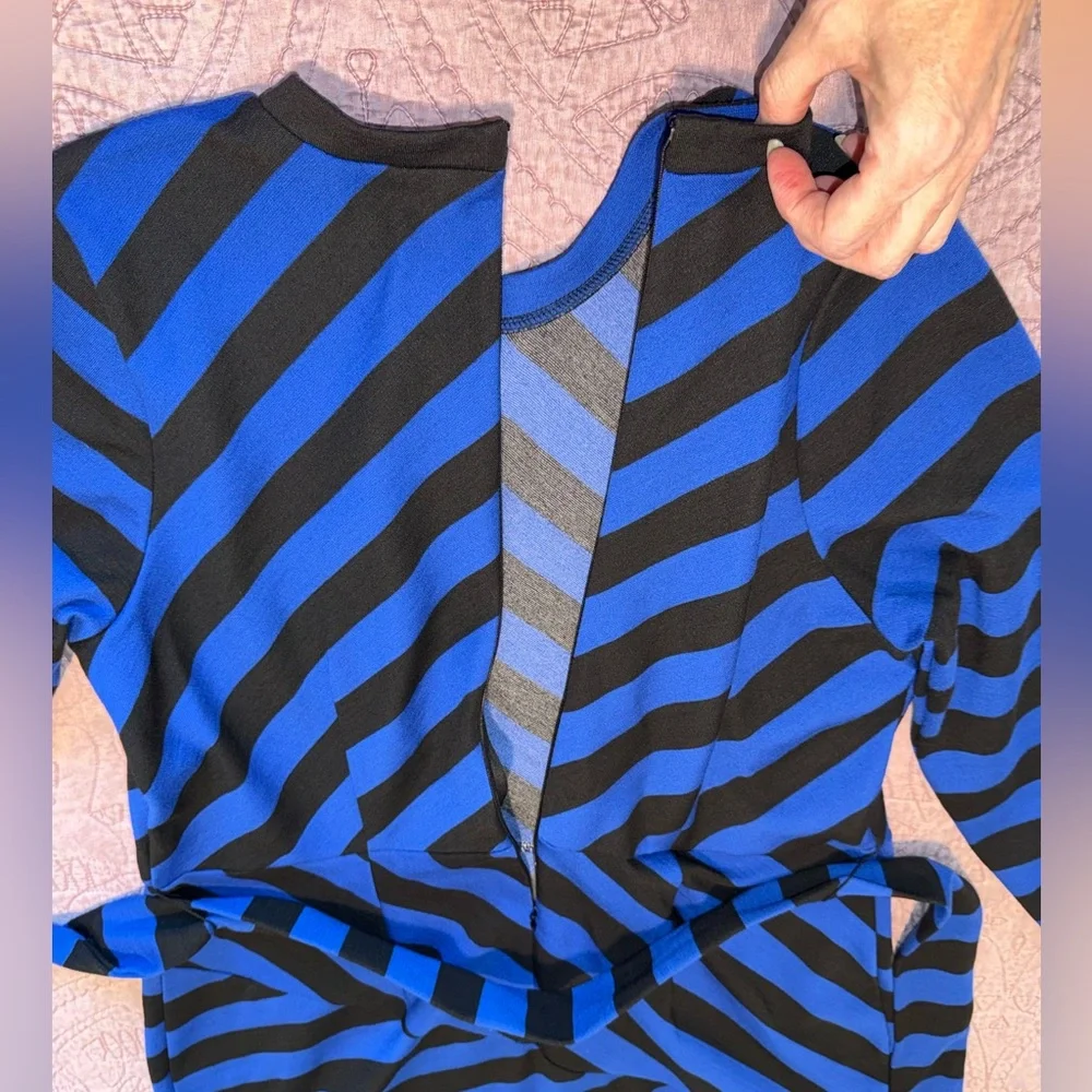 Eloquii Blue and Black Striped Long Sleeve Dress - Picture 12 of 15